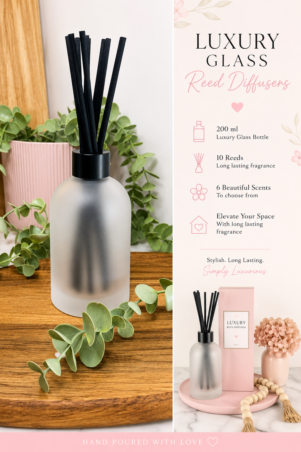 Luxury glass reed diffusers
